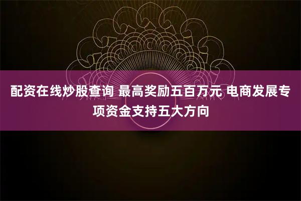 配资在线炒股查询 最高奖励五百万元 电商发展专项资金支持五大方向
